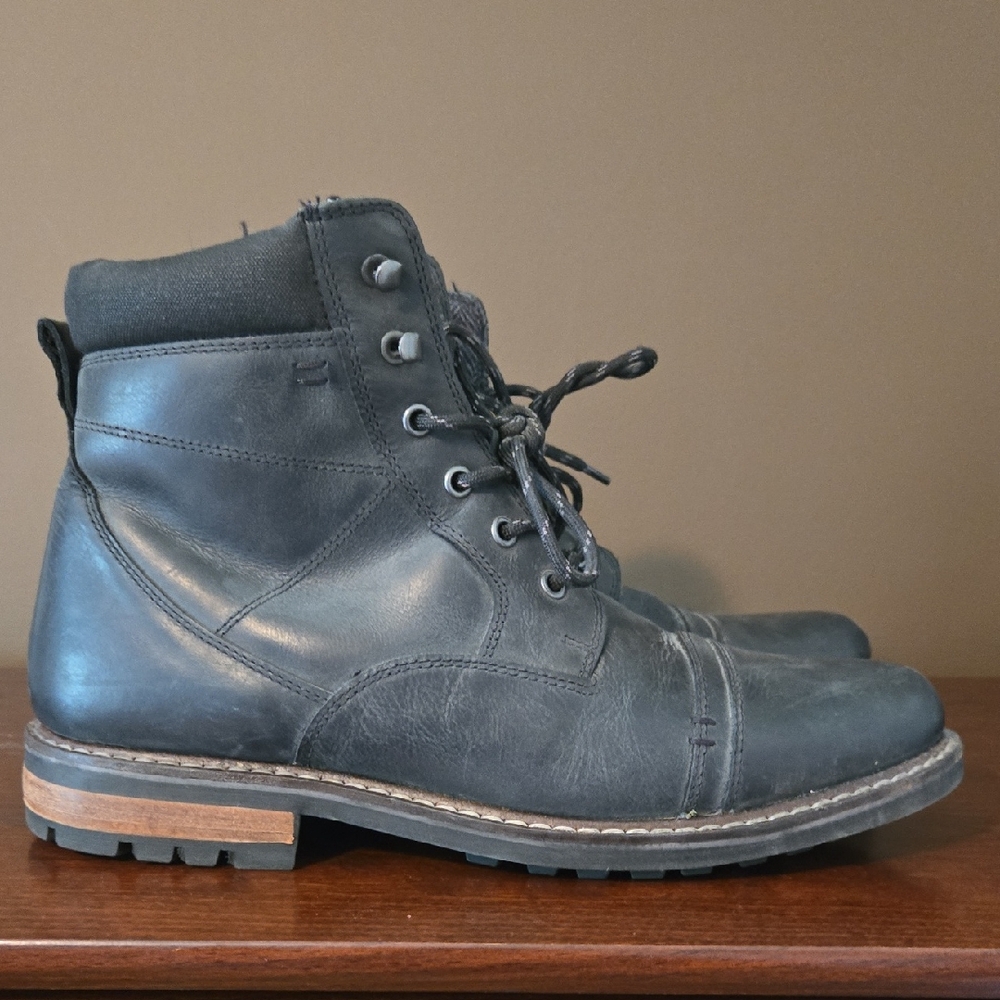 Crevo Methuselah Men's Black Leather Lace-Up Boots Size 11